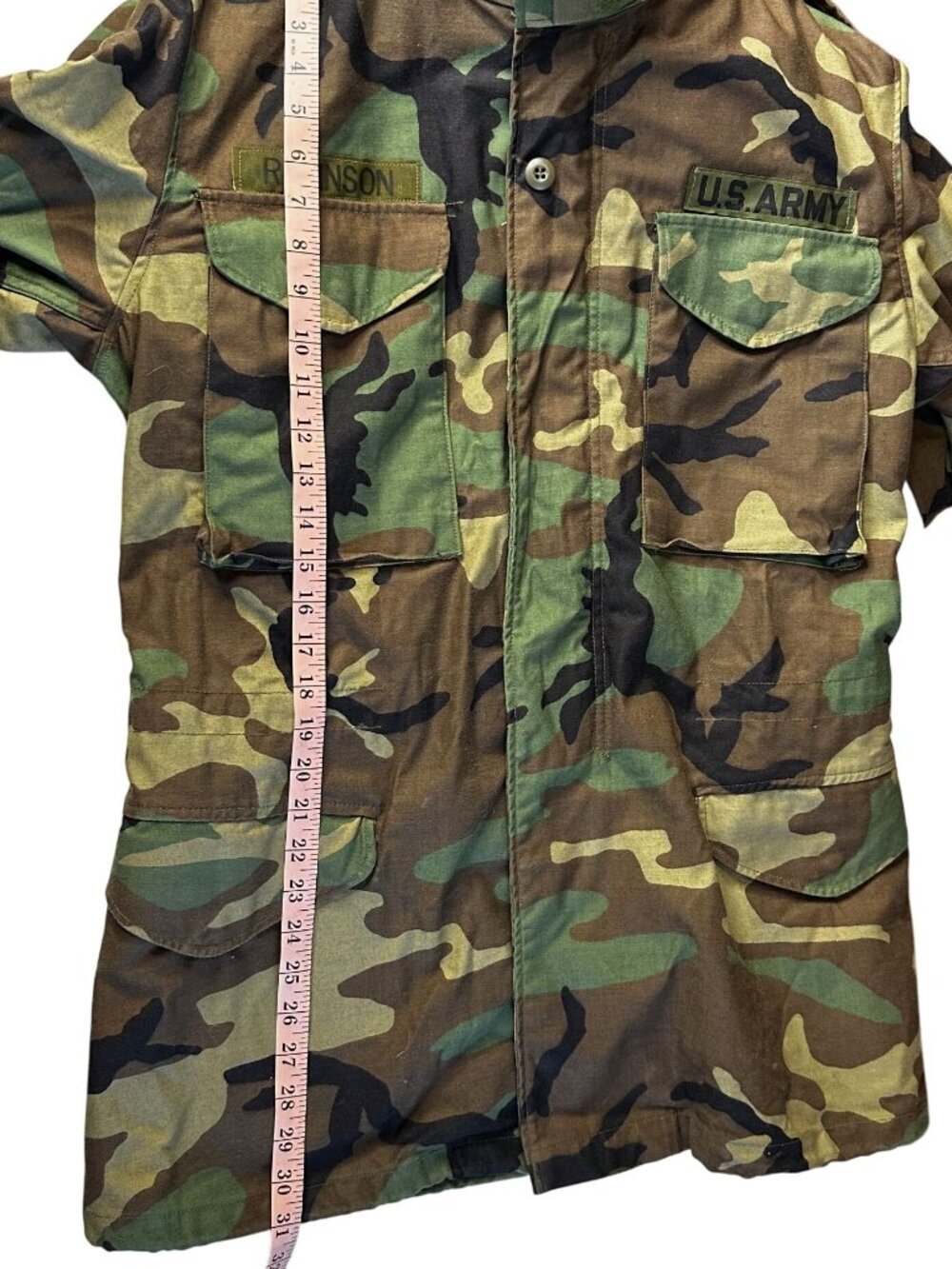 Vtg US Army M-65 Field Coat Woodland Camo USA Military Jacket Mens Small Long - Picture 8 of 9